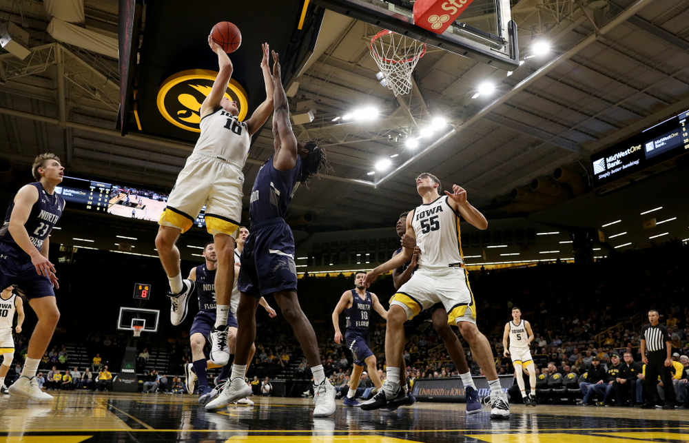 Iowa Hawkeyes guard Joe Wieskamp (10) against North Florida Thursday, November 21, 2019 at Carver-Hawkeye Arena. (Brian Ray/hawkeyesports.com)