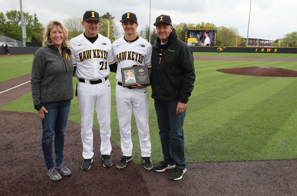 Iowa Hawkeyes Jason Foster (27) during senior day festivities before their game against Michigan State Sunday, May 12, 2019 at Duane Banks Field. (Brian Ray/hawkeyesports.com)
