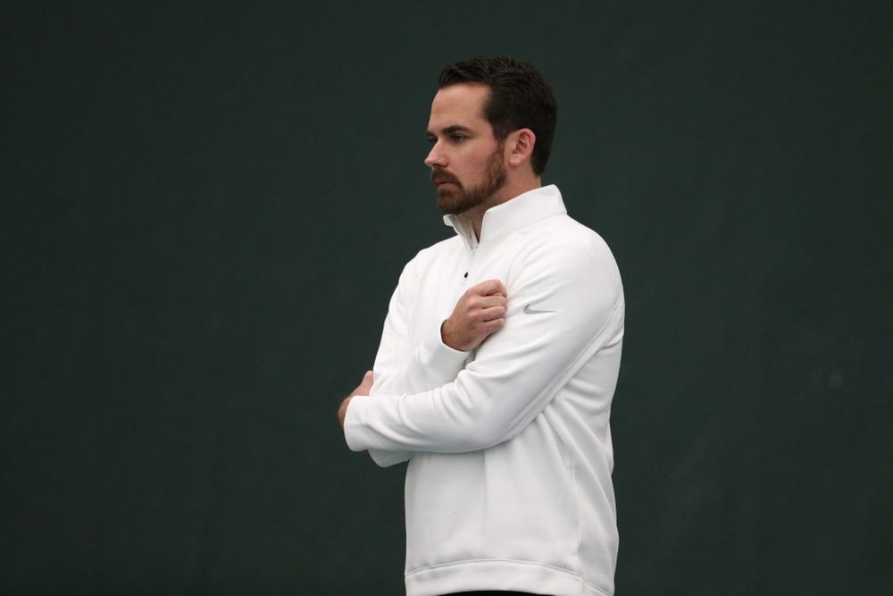 Iowa Hawkeyes Head Coach Ross Wilson against the Butler Bulldogs Sunday, January 27, 2019 at the Hawkeye Tennis and Recreation Complex. (Brian Ray/hawkeyesports.com)