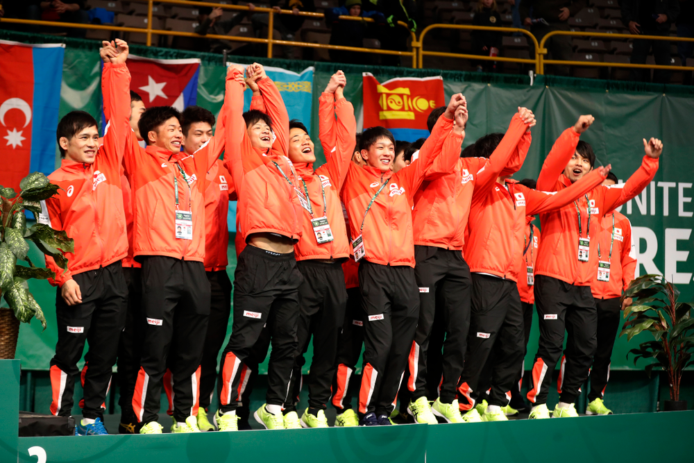 Japan following the United World Wrestling Freestyle World Cup Sunday, April 8, 2018 at Carver-Hawkeye Arena. (Brian Ray/hawkeyesports.com)
