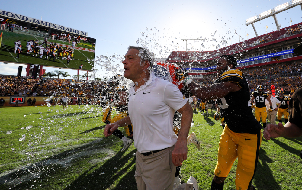 Iowa Hawkeyes head coach Kirk Ferentz during their Outback Bowl Tuesday, January 1, 2019 at Raymond James Stadium in Tampa, FL. (Brian Ray/hawkeyesports.com)