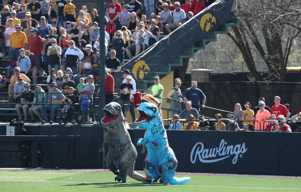 The dinosaur race against the Nebraska Cornhuskers Saturday, April 20, 2019 at Duane Banks Field. (Brian Ray/hawkeyesports.com)