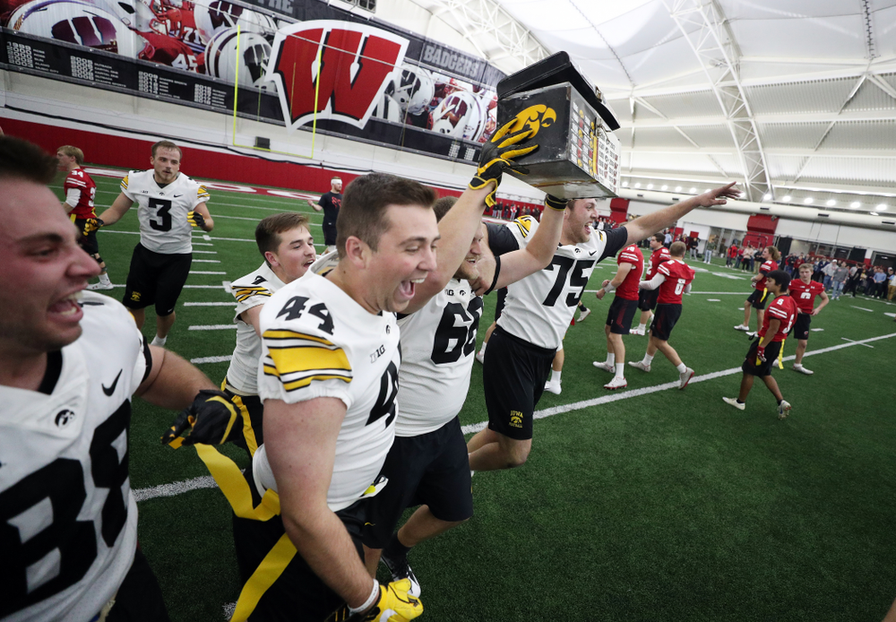 The Hawkeye football managers capture the rusty toolbox for the first time since 2008 with a 20-19 double The Hawkeye Football Managers captured the rusty toolbox for the first time since 2008 with a 20-19 double overtime win against the Wisconsin football managers on Nov. 8 in Madison, Wisconsin.