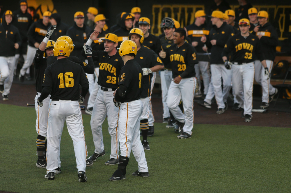The Iowa baseball team at the game vs. Bradley on Tuesday, March 26, 2019 at (place). (Lily Smith/hawkeyesports.com)