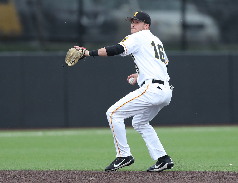 Iowa Hawkeyes Tanner Wetrich (16) against Michigan State Sunday, May 12, 2019 at Duane Banks Field. (Brian Ray/hawkeyesports.com)
