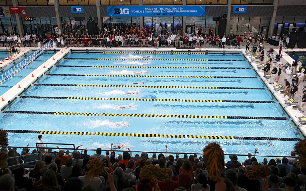 Iowa’s Hannah Burvill swims the women’s 50 yard freestyle C finals event during the 2020 Women’s Big Ten Swimming and Diving Championships at the Campus Recreation and Wellness Center in Iowa City on Thursday, February 20, 2020. (Stephen Mally/hawkeyesports.com)