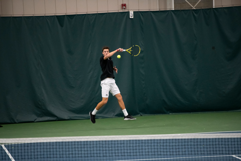The Iowa men's tennis team competes against Cornell in The Rise Tennis Center in Ithaca, NY on Sunday, Feb. 24, 2019.