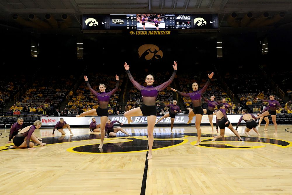 The Iowa Dance Team performs their Jazz Routine at halftime of the Iowa Hawkeyes game against Maryland Thursday, January 9, 2020 at Carver-Hawkeye Arena. (Brian Ray/hawkeyesports.com)