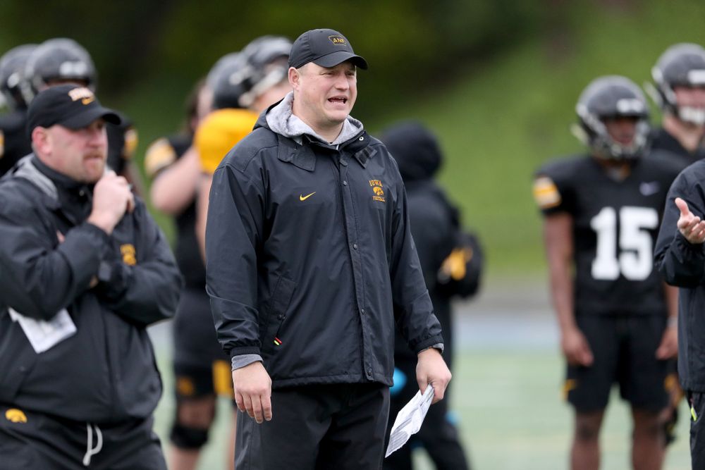 Iowa Hawkeyes offensive coordinator Brian Ferentz during practice Monday, December 23, 2019 at Mesa College in San Diego. (Brian Ray/hawkeyesports.com)