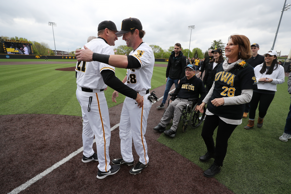 Iowa Hawkeyes Chris Whelan (28) during senior day festivities before their game against Michigan State Sunday, May 12, 2019 at Duane Banks Field. (Brian Ray/hawkeyesports.com)