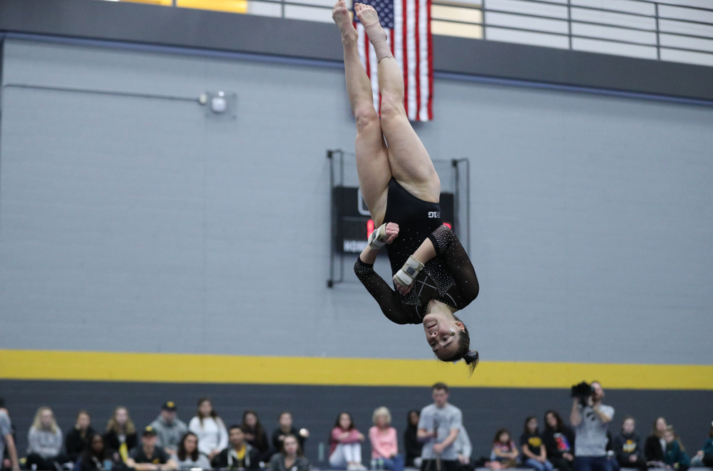 Allie Gilchrist competes on the floor during the Black and Gold intrasquad meet Saturday, December 1, 2018 at the University of Iowa Field House. (Brian Ray/hawkeyesports.com)
