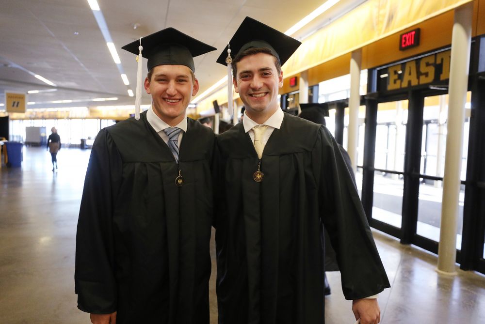 Iowa Football Managers Hunter Storm and Brandon Thielen during the Fall Commencement Ceremony Saturday, December 15, 2018 at Carver-Hawkeye Arena. (Brian Ray/hawkeyesports.com)