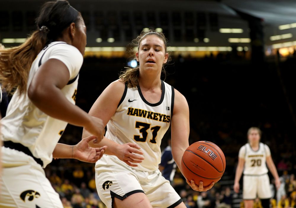 Iowa Hawkeyes forwar/center Paula Valiño Ramos (31) against Penn State Saturday, February 22, 2020 at Carver-Hawkeye Arena. (Brian Ray/hawkeyesports.com)