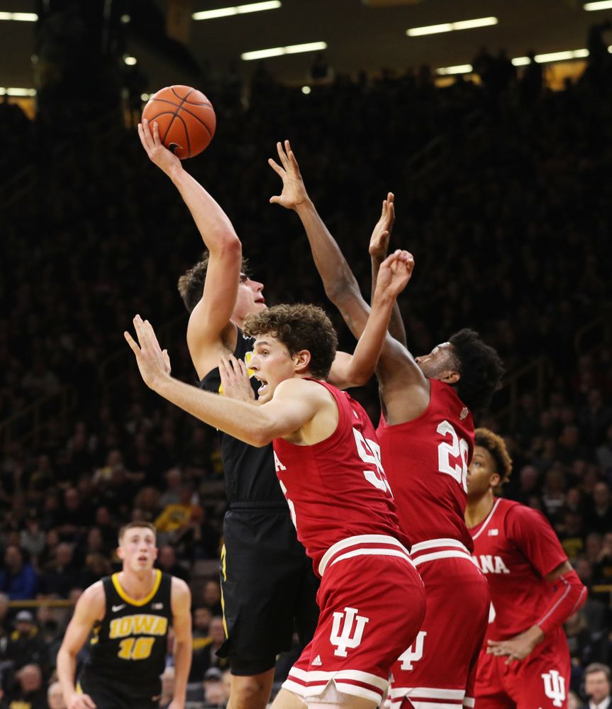 Iowa Hawkeyes forward Luka Garza (55) against the Indiana Hoosiers Friday, February 22, 2019 at Carver-Hawkeye Arena. (Brian Ray/hawkeyesports.com)