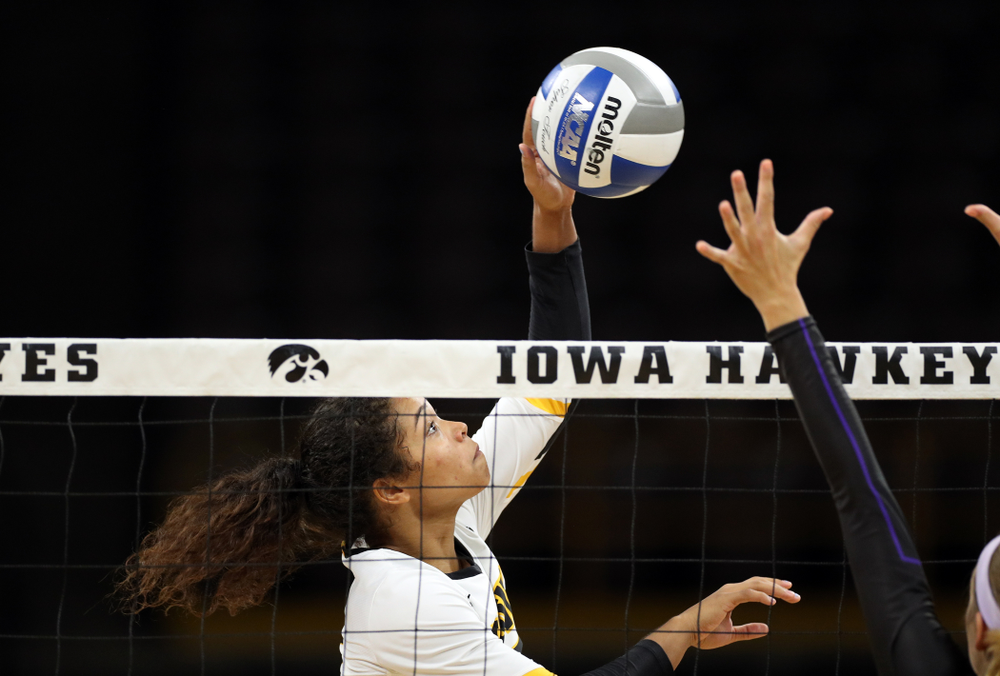 Iowa Hawkeyes setter Brie Orr (7) against Lipscomb Friday, September 20, 2019 at Carver-Hawkeye Arena. (Brian Ray/hawkeyesports.com)