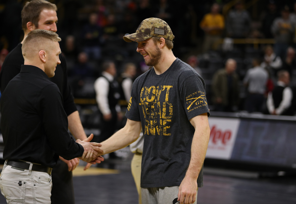 Iowa senior Mitch Bowman during senior night following their meet against the Indiana Hoosiers Friday, February 15, 2019 at Carver-Hawkeye Arena. (Brian Ray/hawkeyesports.com)
