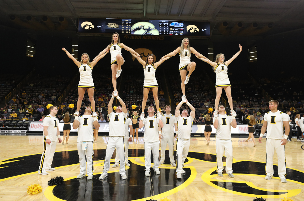 The Iowa Cheerleaders against the Wisconsin Badgers Monday, January 7, 2019 at Carver-Hawkeye Arena. (Brian Ray/hawkeyesports.com)