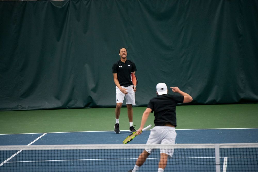 The Iowa men's tennis team competes against Cornell in The Rise Tennis Center in Ithaca, NY on Sunday, Feb. 24, 2019.