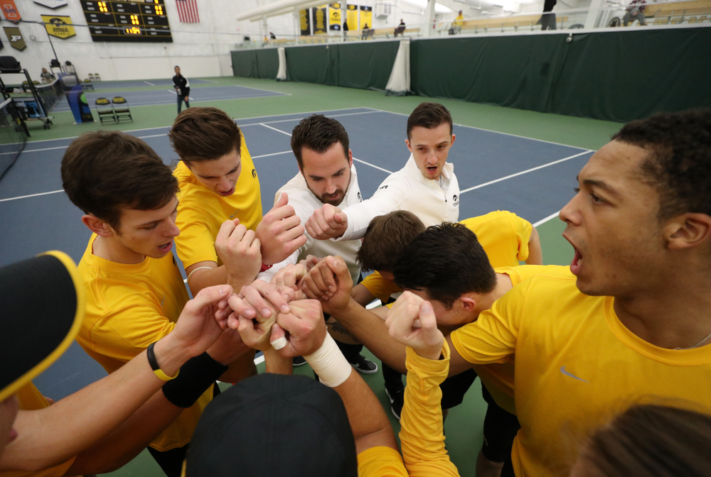 Iowa Hawkeyes head coach Ross Wilson and assistant coach Joey Manilla against the Butler Bulldogs Sunday, January 27, 2019 at the Hawkeye Tennis and Recreation Complex. (Brian Ray/hawkeyesports.com)