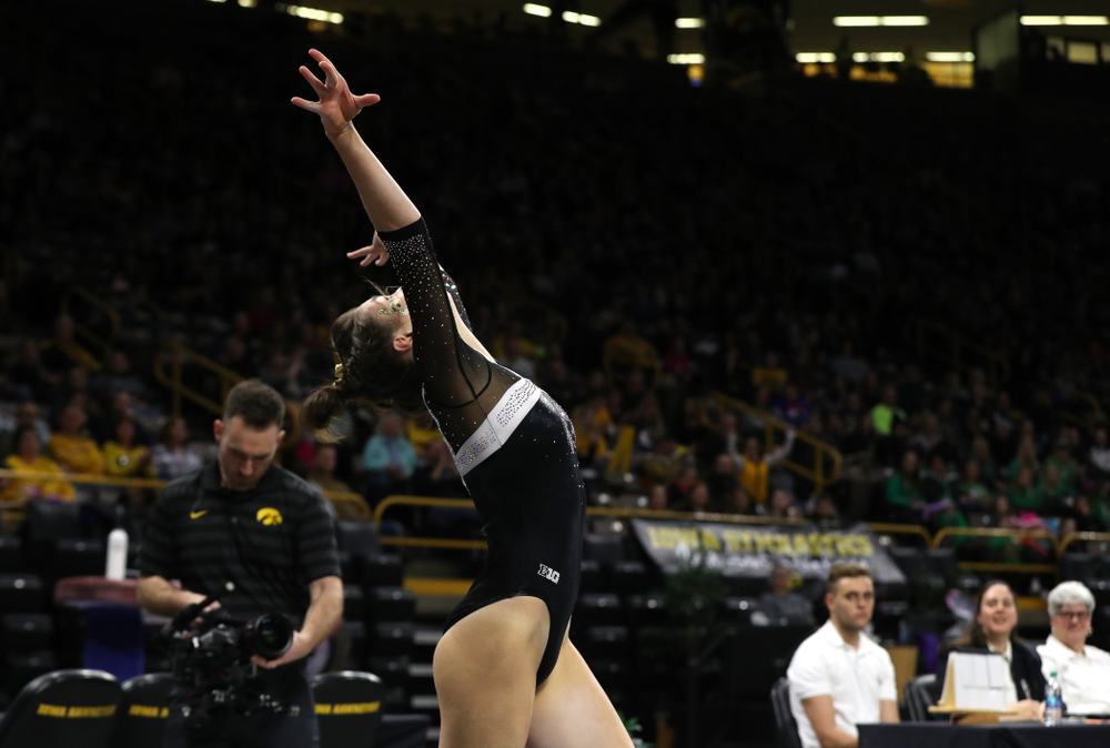 Iowa's Bridget Killian competes on the floor against the Rutgers Scarlet Knights Saturday, January 26, 2019 at Carver-Hawkeye Arena. (Brian Ray/hawkeyesports.com)