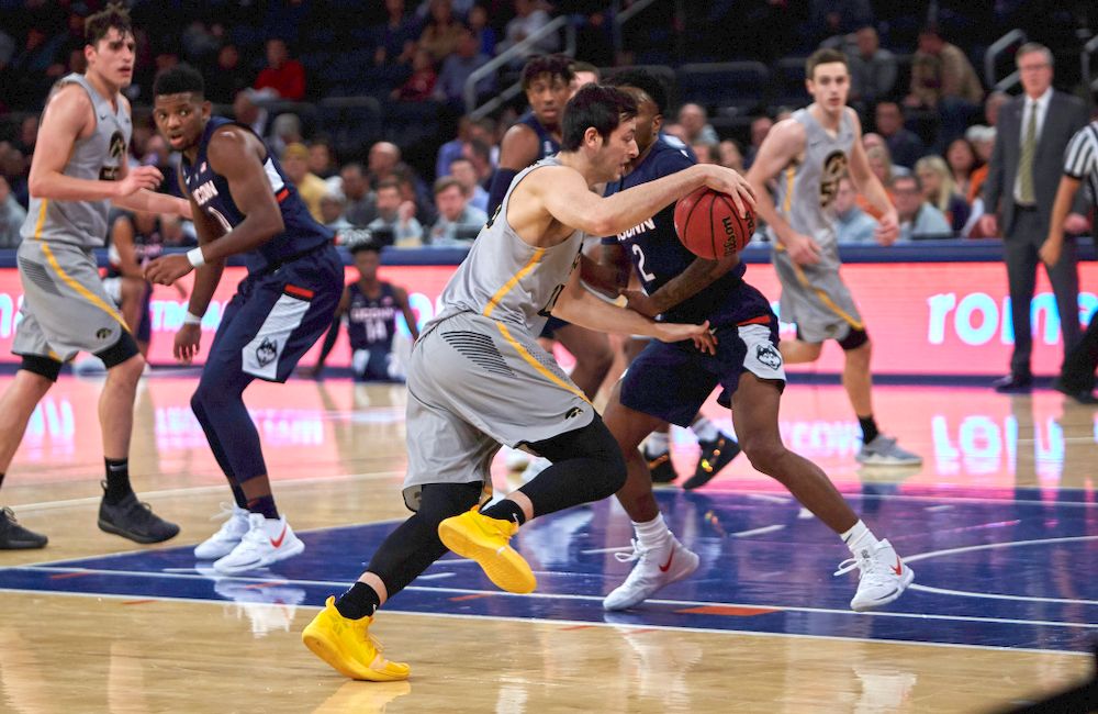Iowa Hawkeyes forward Ryan Kriener (15) against UConn in the Championship game of the 2K Empire Classic Friday, November 16, 2018 at Madison Square Garden in New York City. (Duncan H.Williams/Freelance)