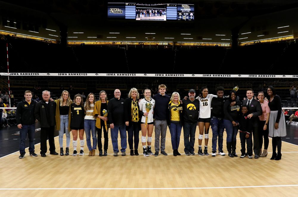 The Iowa Volleyball seniors before their game against the Ohio State Buckeyes Saturday, November 24, 2018 at Carver-Hawkeye Arena. (Brian Ray/hawkeyesports.com)