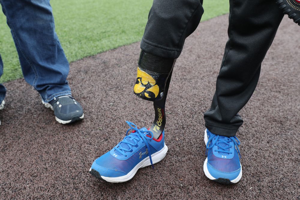 Garret Nichols throws out a first pitch before the Iowa Hawkeyes game against Michigan State Sunday, May 12, 2019 at Duane Banks Field. (Brian Ray/hawkeyesports.com)