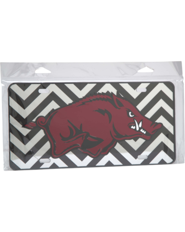 Arkansas Razorbacks Laser Magic Mirrored Chevron License Plate
