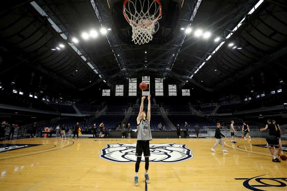 Iowa Hawkeyes forward Patrick McCaffery (22) during practice at Hinkle Fieldhouse Wednesday, March 11, 2020 in Indianapolis. (Brian Ray/hawkeyesports.com)