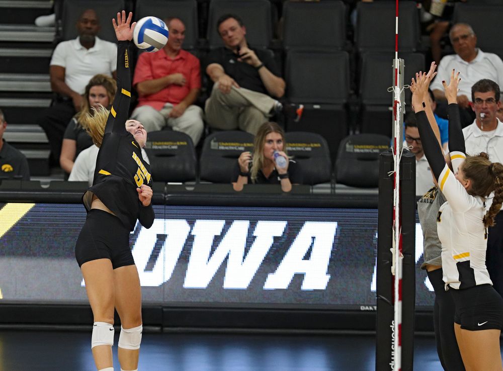 Iowa’s Meghan Buzzerio (5) during the second set of the Black and Gold scrimmage at Carver-Hawkeye Arena in Iowa City on Saturday, Aug 24, 2019. (Stephen Mally/hawkeyesports.com)