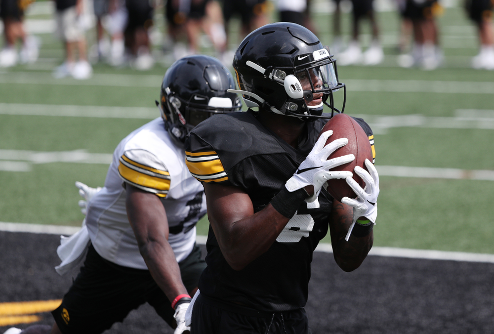 Iowa Hawkeyes wide receiver Ihmir Smith-Marsette (6) During Fall Camp Practice No. 4 Monday, August 5, 2019 at the Ronald D. and Margaret L. Kenyon Football Practice Facility. (Brian Ray/hawkeyesports.com)
