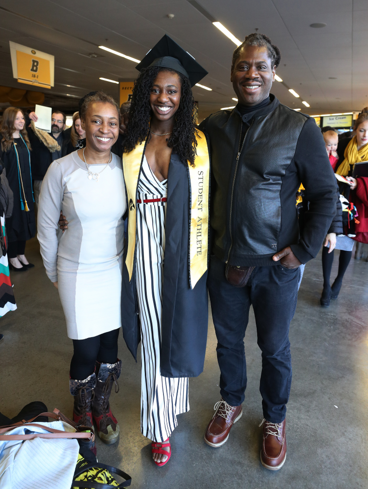 Iowa Track's Jahisha Thomas during the Fall Commencement Ceremony Saturday, December 15, 2018 at Carver-Hawkeye Arena. (Brian Ray/hawkeyesports.com)