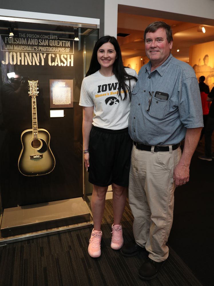 Iowa Hawkeyes forward Megan Gustafson (10) tours the Grammy Museum before the ESPN College Basketball Awards show Friday, April 12, 2019 at The Novo at LA Live. (Brian Ray/hawkeyesports.com)