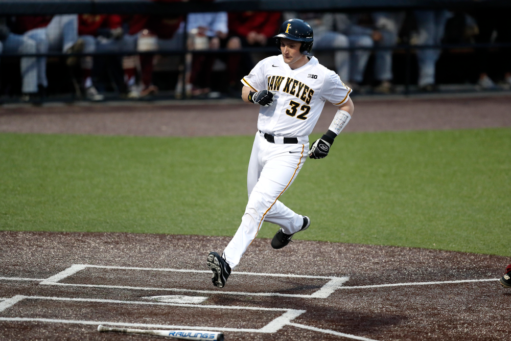 Iowa Hawkeyes catcher Brett McCleary (32) against Coe College Wednesday, April 11, 2018 at Duane Banks Field. (Brian Ray/hawkeyesports.com)