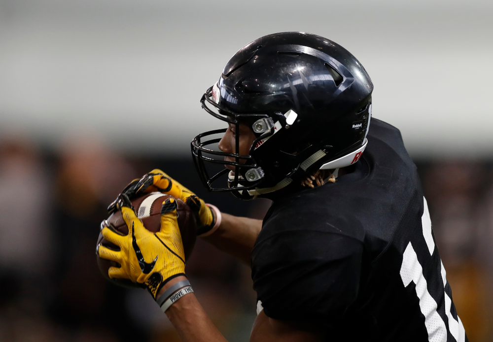 Iowa Hawkeyes wide receiver Brandon Smith (12) during spring practice Wednesday, March 28, 2018 at the Hansen Football Performance Center. (Brian Ray/hawkeyesports.com)