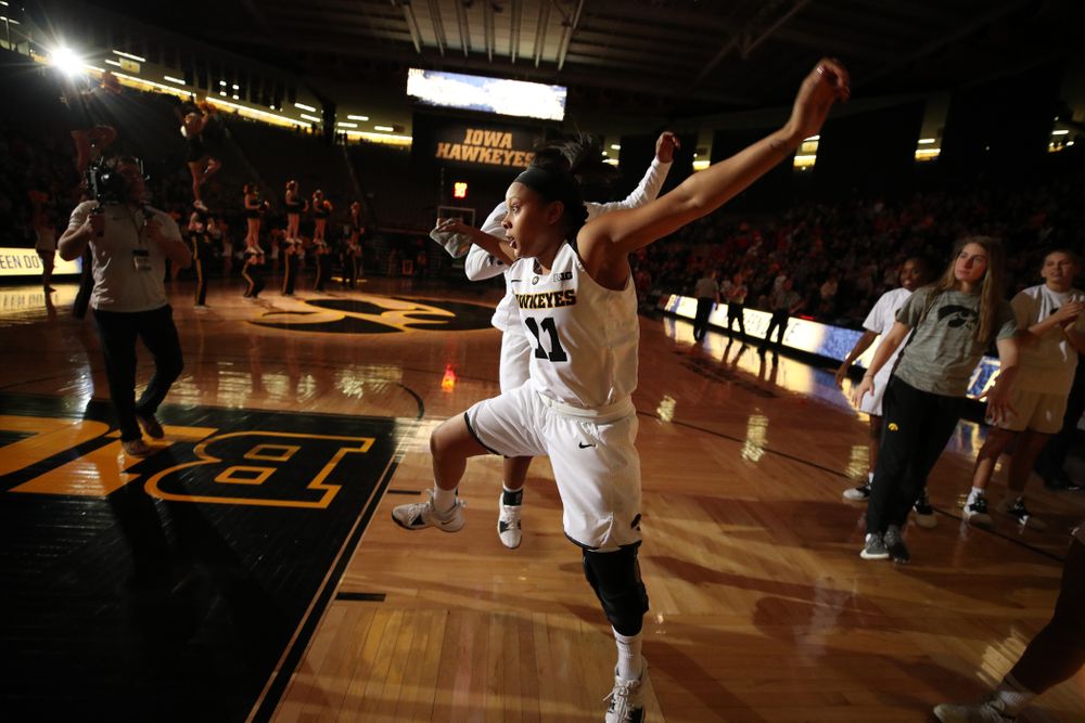 Iowa Hawkeyes guard Tania Davis (11) against the Nebraska Cornhuskers Thursday, January 3, 2019 at Carver-Hawkeye Arena. (Brian Ray/hawkeyesports.com)