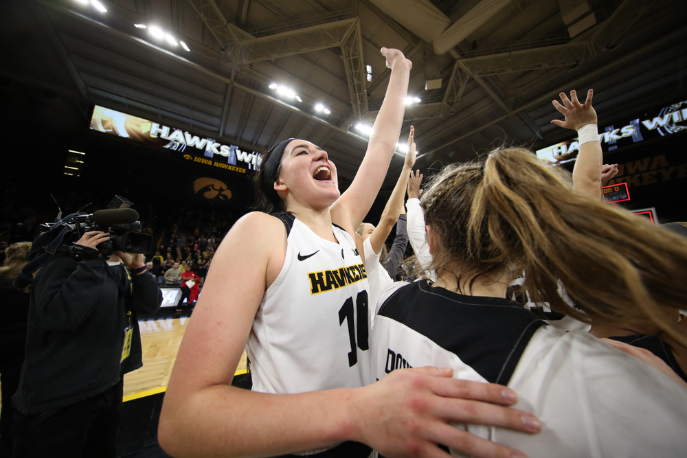 Iowa Hawkeyes forward Megan Gustafson (10) against the Rutgers Scarlet Knights Wednesday, January 23, 2019 at Carver-Hawkeye Arena. (Brian Ray/hawkeyesports.com)