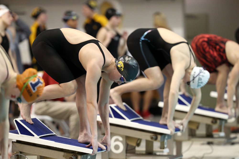 Iowa's Sage Ohlensehlen swims the 50-yard freestyle during the 2019 Women's Big Ten Swimming and Diving meet Thursday, February 21, 2019 in Bloomington, Indiana. (Brian Ray/hawkeyesports.com)