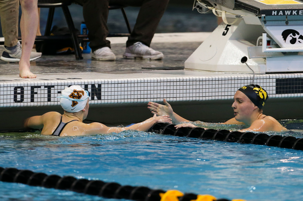 Iowa’s Emilia Sansome during Iowa swim and dive vs Minnesota on Saturday, October 26, 2019 at the Campus Wellness and Recreation Center. (Lily Smith/hawkeyesports.com)