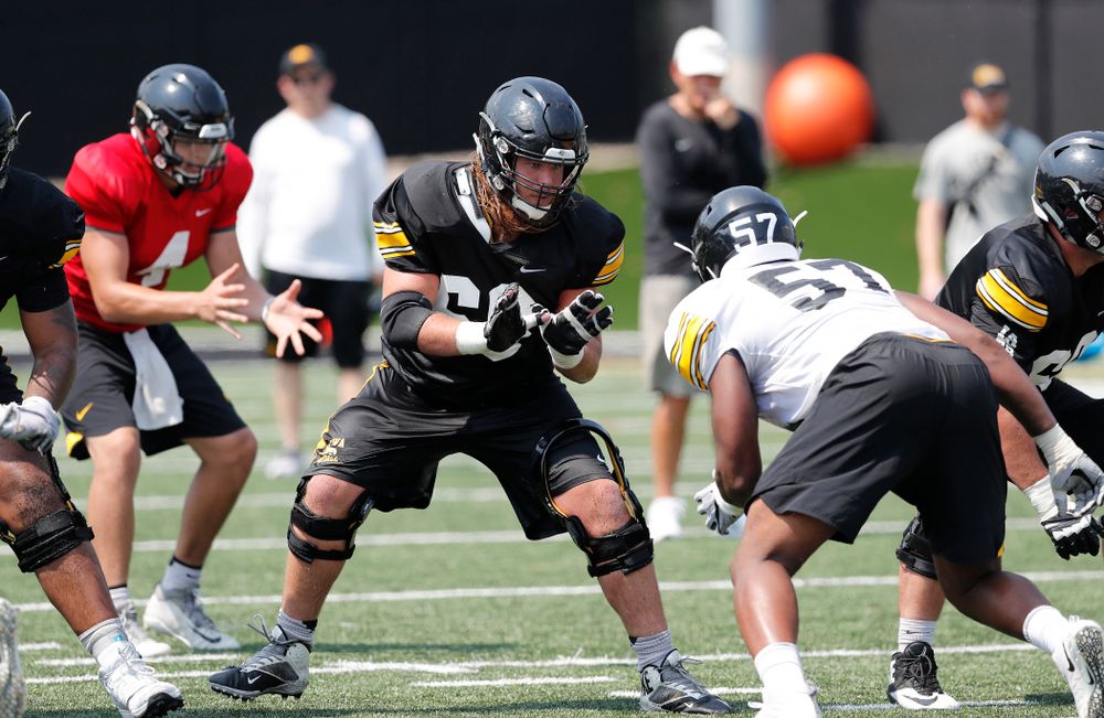 Iowa Hawkeyes offensive lineman Landan Paulsen (68) during practice No. 7 of fall camp Friday, August 10, 2018 at the Kenyon Football Practice Facility. (Brian Ray/hawkeyesports.com)