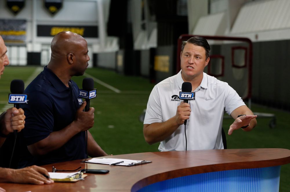 Iowa Hawkeyes offensive coordinator Brian Ferentz on the Big Ten Network set Monday, August 20, 2018 at the Hansen Football Performance Center. (Brian Ray/hawkeyesports.com)