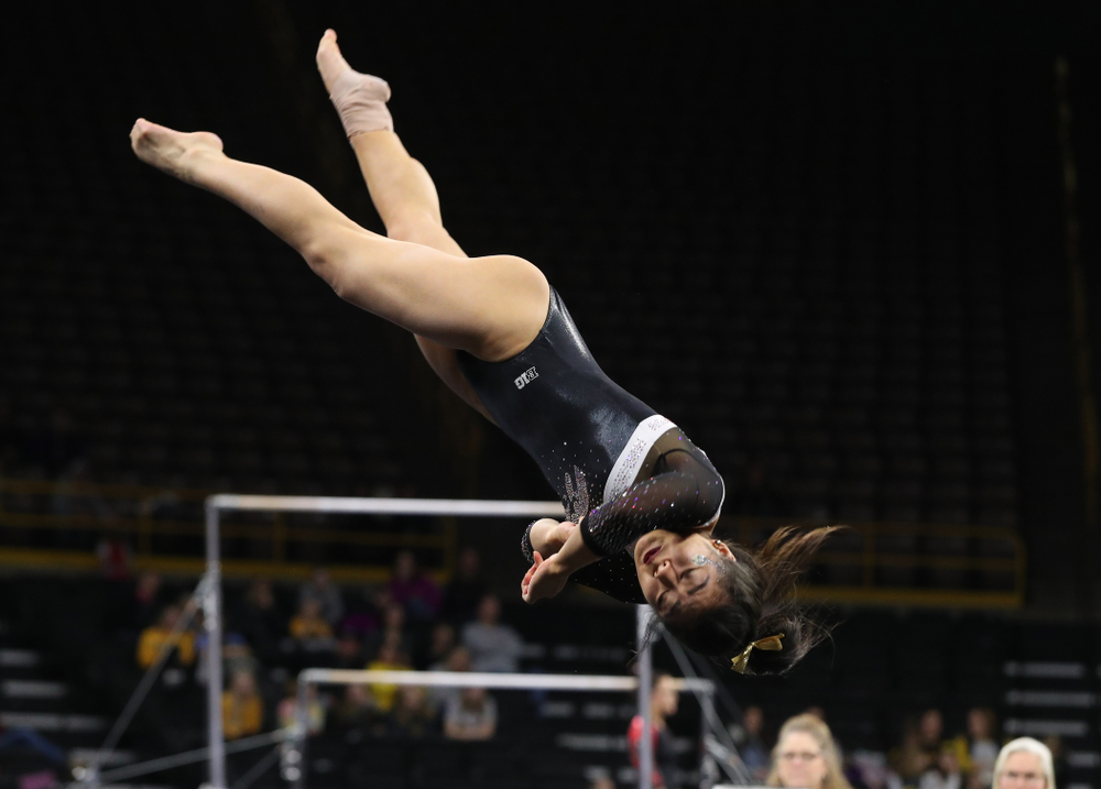 Iowa's Clair Kaji competes on the floor against the Rutgers Scarlet Knights Saturday, January 26, 2019 at Carver-Hawkeye Arena. (Brian Ray/hawkeyesports.com)