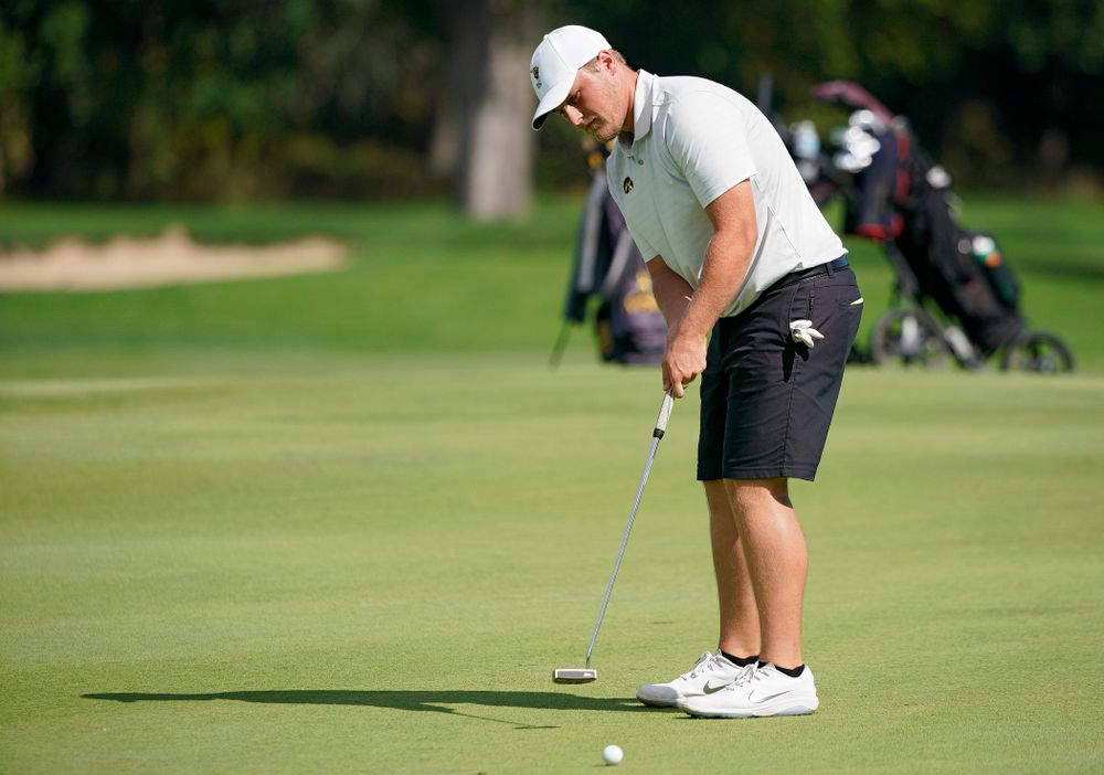 Iowa’s Alex Schaake putts during the second day of the Golfweek Conference Challenge at the Cedar Rapids Country Club in Cedar Rapids on Monday, Sep 16, 2019. (Stephen Mally/hawkeyesports.com)