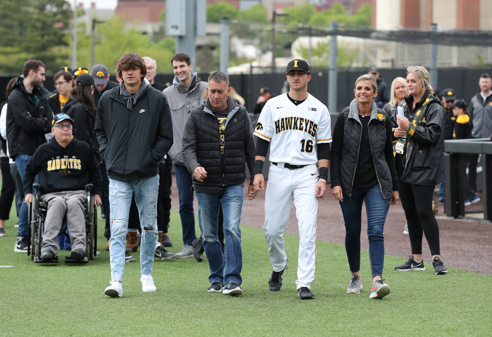 Iowa Hawkeyes Tanner Wetrich (16) during senior day festivities before their game against Michigan State Sunday, May 12, 2019 at Duane Banks Field. (Brian Ray/hawkeyesports.com)