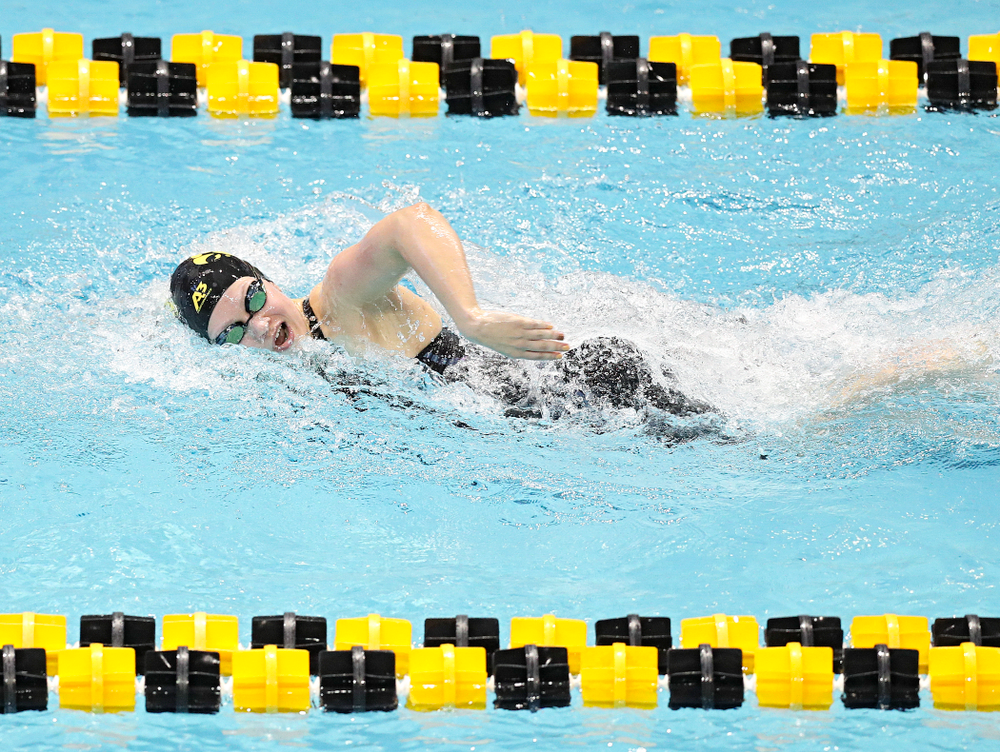 Iowa’s Lauren McDougall swims the women’s 200 yard freestyle preliminary event during the 2020 Women’s Big Ten Swimming and Diving Championships at the Campus Recreation and Wellness Center in Iowa City on Friday, February 21, 2020. (Stephen Mally/hawkeyesports.com)