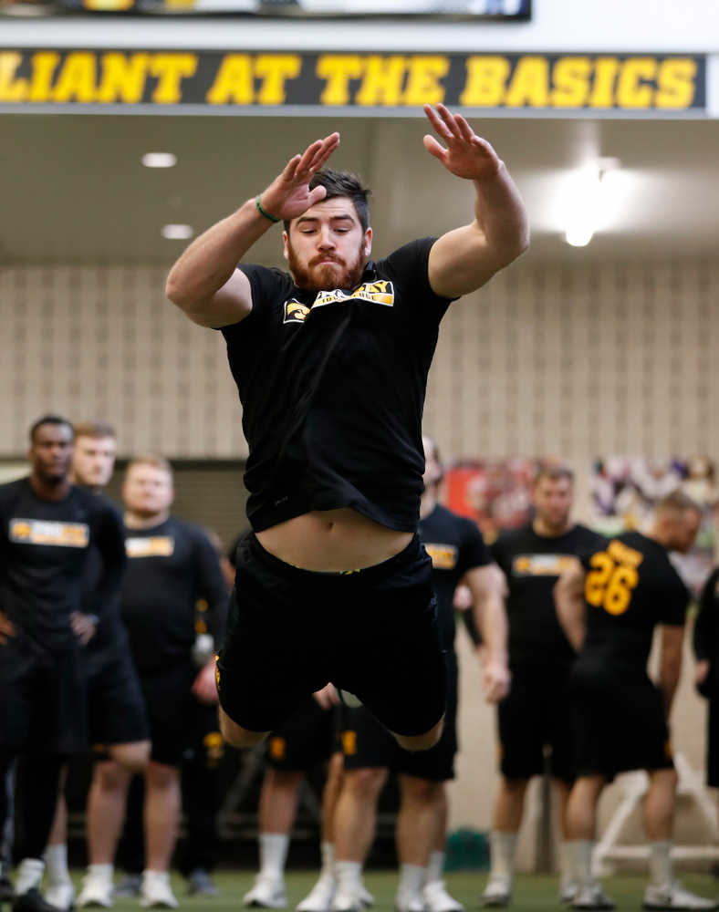 Iowa Hawkeyes linebacker Josey Jewell (43) during the team's annual pro day Monday, March 26, 2018 at the Hansen Football Performance Center. (Brian Ray/hawkeyesports.com)
