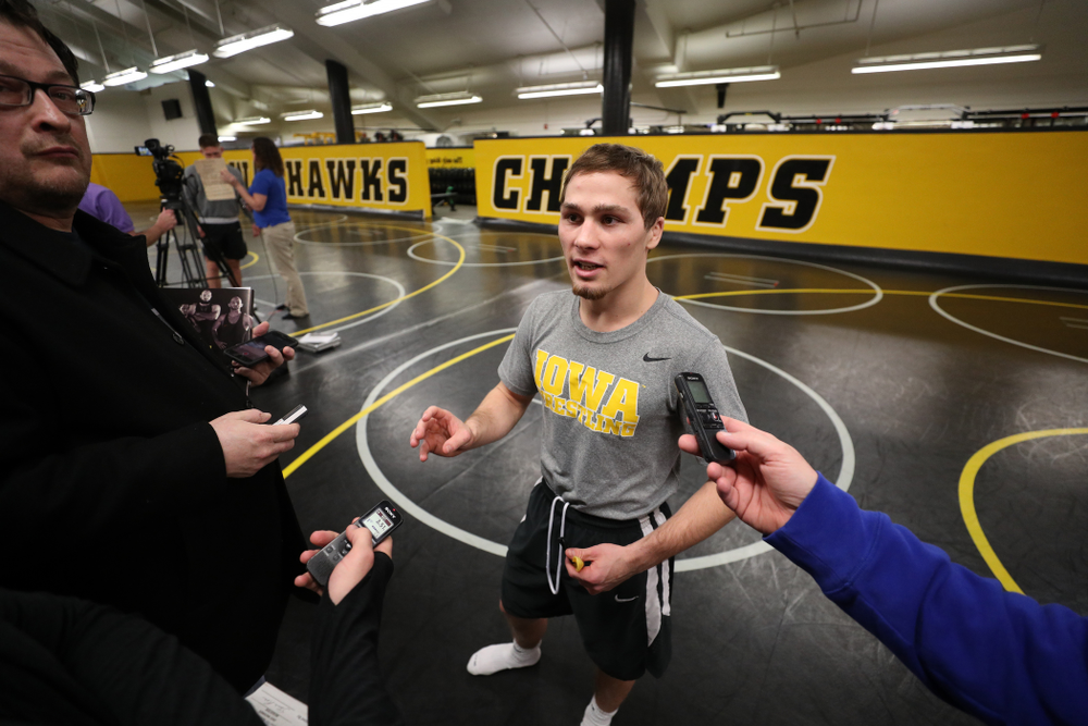 Iowa Hawkeyes 125 pound national champion Spencer Lee during the team's annual media day Monday, November 5, 2018 at Carver-Hawkeye Arena. (Brian Ray/hawkeyesports.com)
