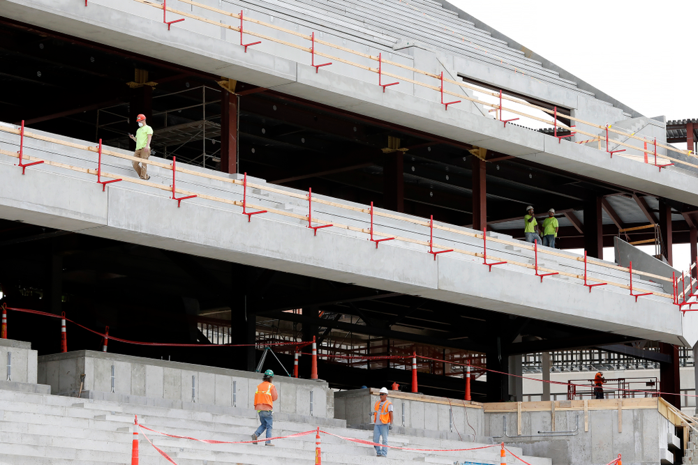 Work continues in the northeast corner Wednesday, June 6, 2018 at Kinnick Stadium. (Brian Ray/hawkeyesports.com)