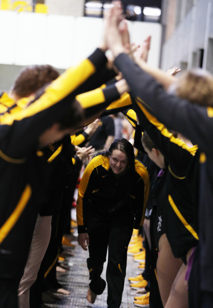 Jacintha Thomas is introduced during senior day before a double dual against Wisconsin and Northwestern Saturday, January 19, 2019 at the Campus Recreation and Wellness Center. (Brian Ray/hawkeyesports.com)