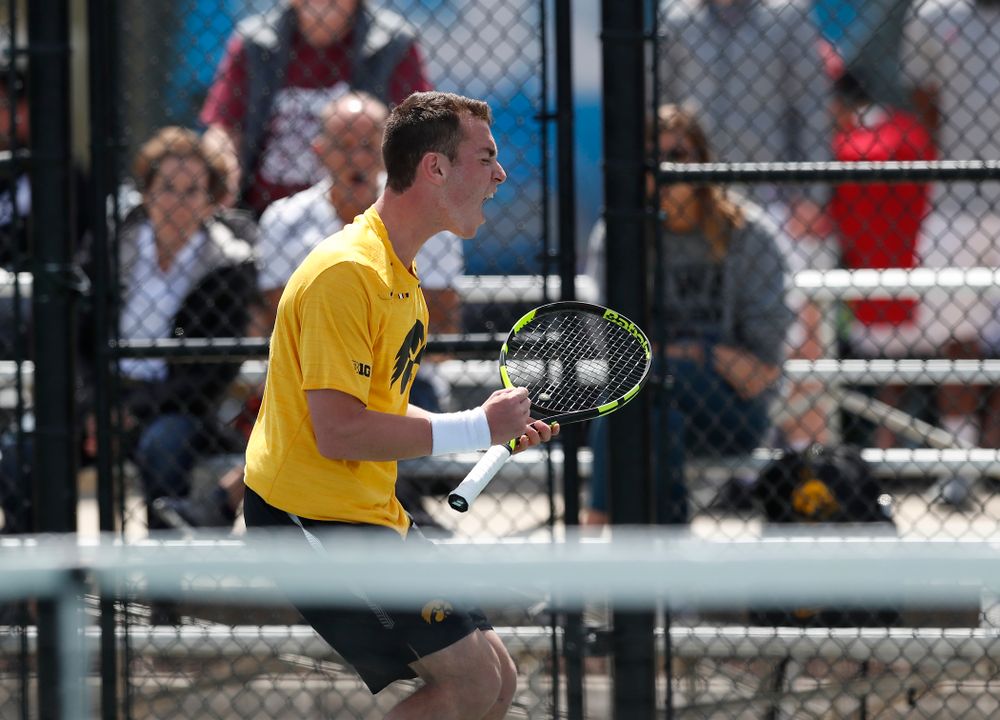 Kareem Allaf against Northwestern in the first round of the 2018 Big Ten Men's Tennis Tournament Thursday, April 26, 2018 at the Hawkeye Tennis and Recreation Complex. (Brian Ray/hawkeyesports.com)